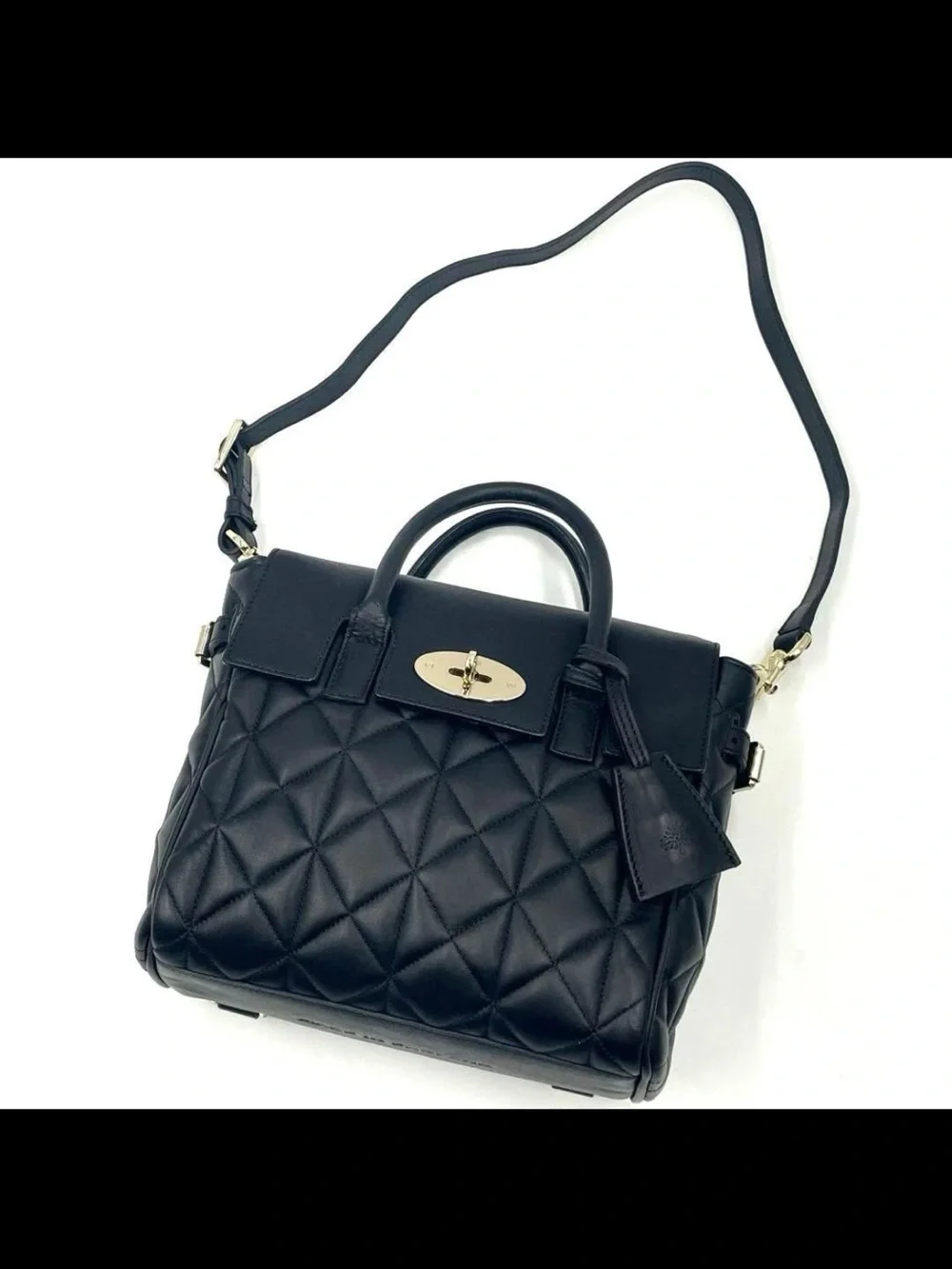 Mulberry Black Quilted Leather Satchel with Gold Hardware